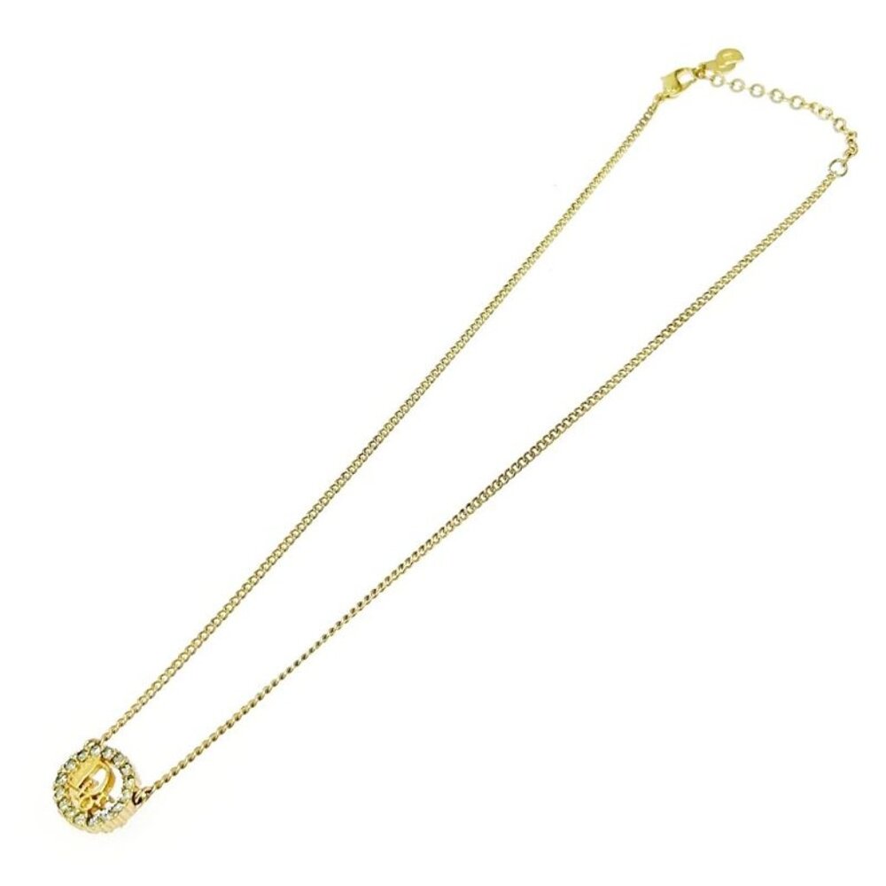 Christian Dior GP Rhinestone Logo Oval Necklace Gold Necklace - Picture 4 of 7